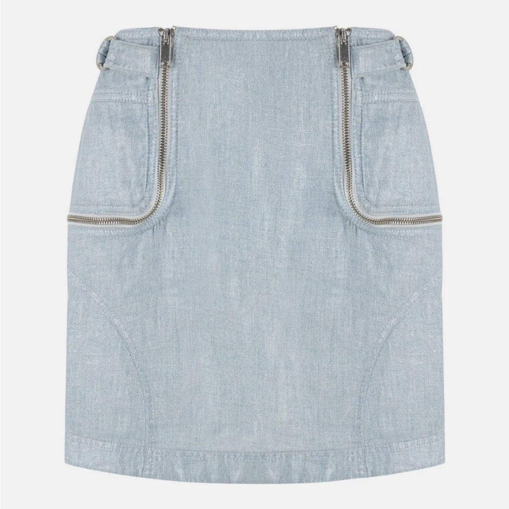 Revolve blue metallic zipper mini skirt size small